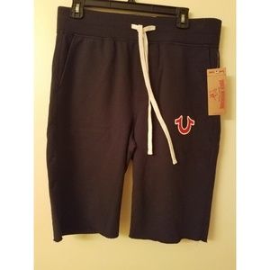 NWT True Religion Cutoff Sweat Shorts Black -Small